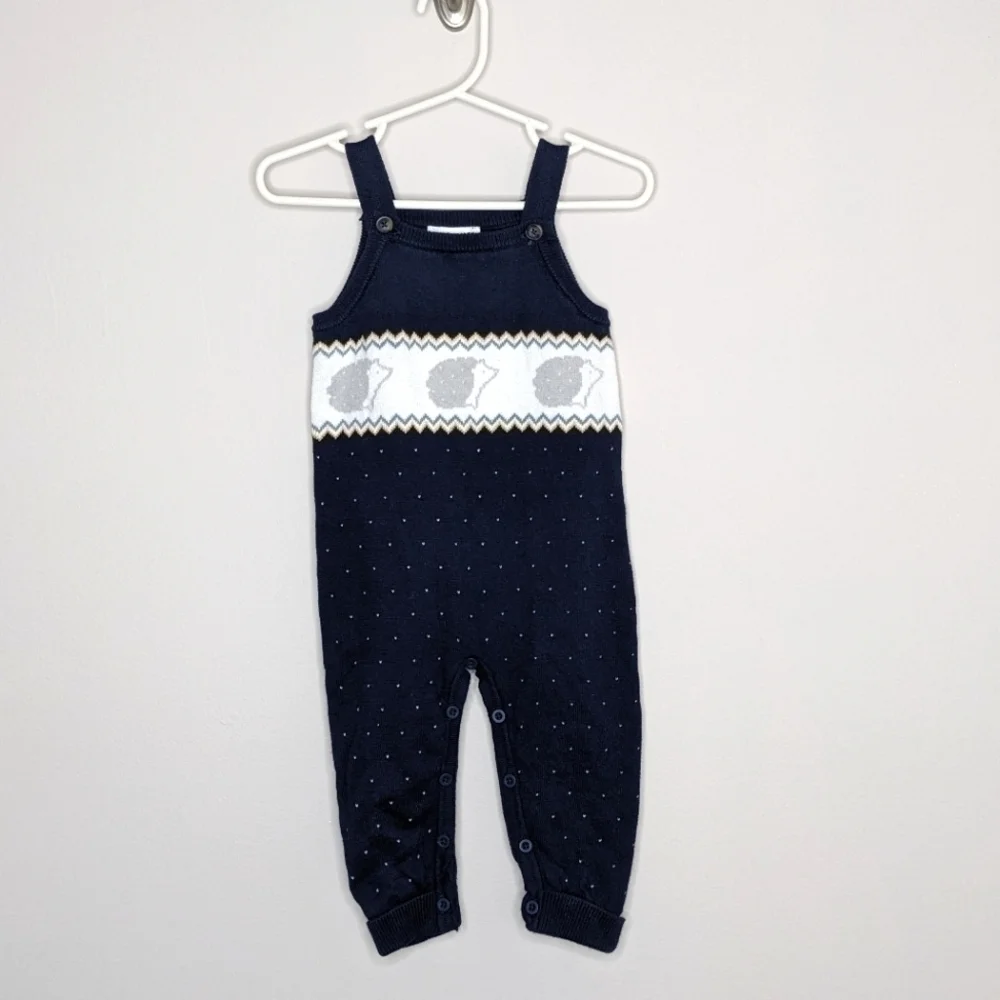 Janie and Jack Sweater Romper Hedgehog Polka Dot 6-12m
